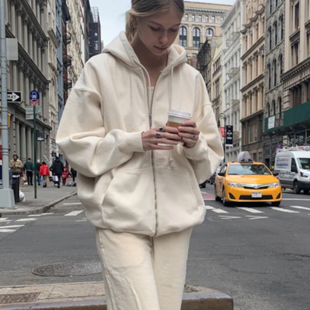 Christy cream colored zipup brandy Melville hoodie